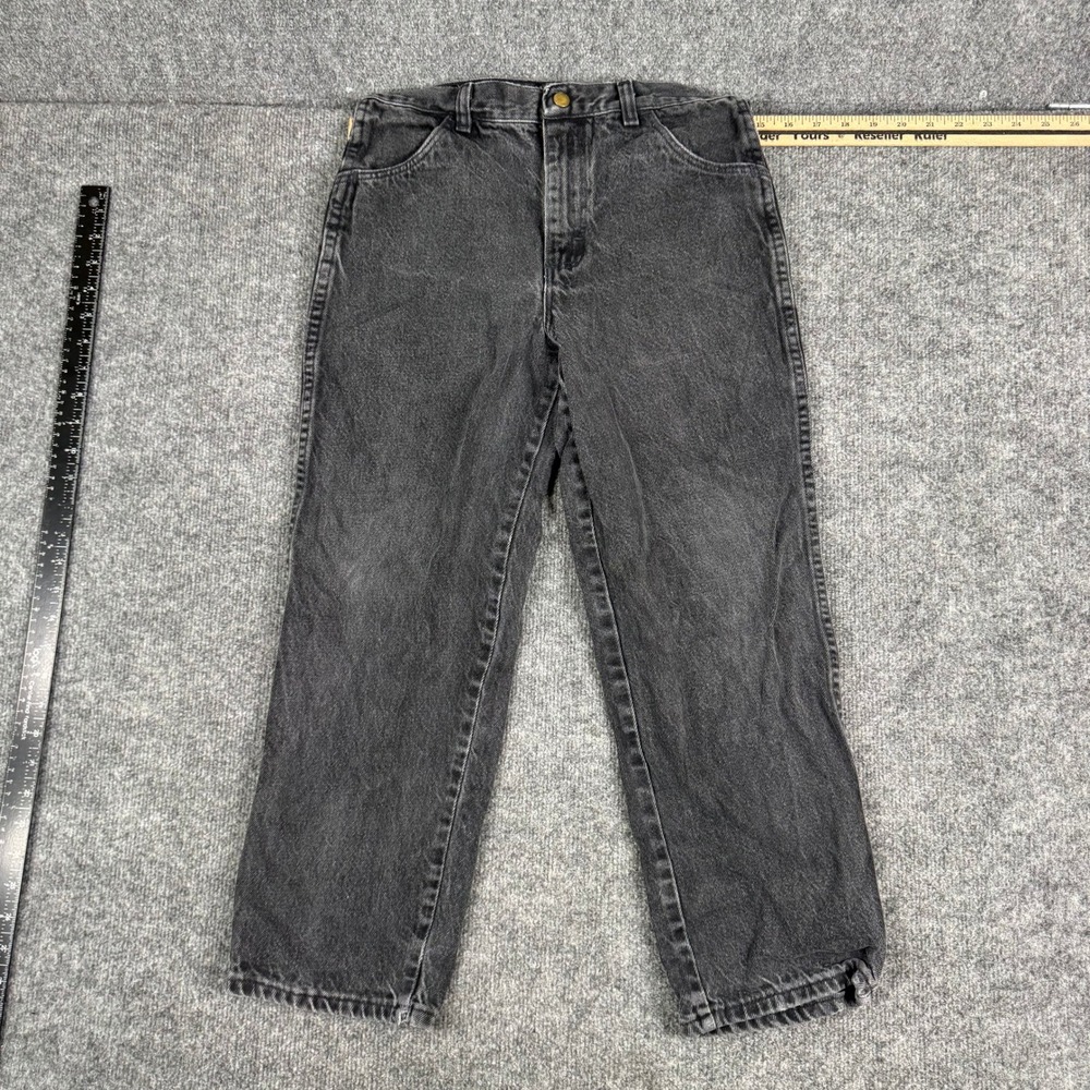 Rustler Jeans Boys Size 12 Husky Black Denim Straight Leg Rugged Workwear Pants